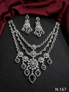 Ensemble de bijoux de mariée en diamant américain classique Collier et boucles d'oreilles en deux pièces pour mariage Style classique à la mode - Product Image 4