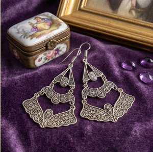 DIVYORO Vintage Filigree Chandelier Earrings Elegant Antique <b>Inspired</b> Women's Fashion <b>Jewelry</b> Statement Earrings for Party - Product Image 2