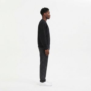Sweat-shirt à col rond surdimensionné en molleton épais 360 GSM pour homme, noir, motif à carreaux, épaules tombantes, intérieur brossé, streetwear - Product Image 3