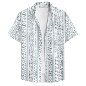 Camisa de Hombre para Primavera, Estampado Floral, Transpirable, 100% Algodón, Casual, Manga Corta, con Botones, Estampado Tropical, para Vacaciones en la Playa, de Secado Rápido - Product Image 1