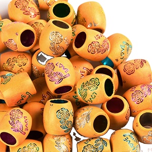 Cuentas impresas de 17mm, forma personalizada y cuentas de madera de colores en forma y tamaño, producto indio hecho a mano - Product Image 1