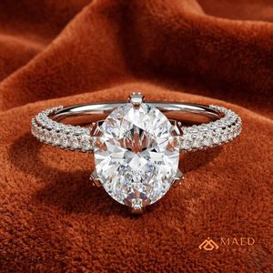 925 Silver Oval Cut Pave Moissanite <b>Ring</b> for Women Luxury Engagement Wedding Anniversary Gift Jewelry - Product Image 4
