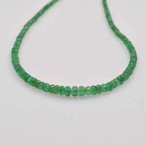 Collier ras du cou ajustable en émeraudes naturelles de Zambie, facettées en rondelles, 3,5-4,5 mm, pour femmes, vente en gros - Product Image 4