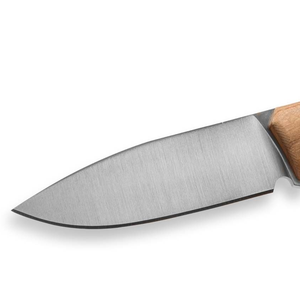 Light Brown Wooden Handle Fixed Blade Hunting Knives with Gray Wide Blade <b>Leather</b> Sheath and Black <b>Lanyard</b> for Camping - Product Image 2