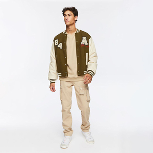 Veste universitaire respirante en laine pour homme AL NOLAN ENTERPRISES, bleu, blanc, rouge, col rond, simple boutonnage, coupe classique, hiver - Product Image 1