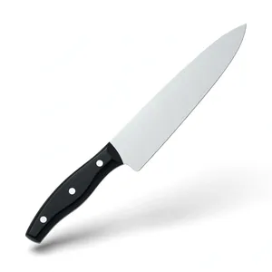Cuchillo de Chef Clásico de 8 Pulgadas con Hoja Plateada Curvada y Mango Negro Remachado, Cuchillo de Cocina para Cortar Frutas y Verduras en Rodajas y en Cubos, para Cocinar en Casa - Product Image 6