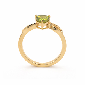 925 Sterling Silver Pear <b>Peridot</b> Classic <b>Ring</b> Gold and Rhodium Plated Modern Designer Jewelry - Product Image 2