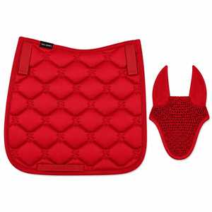 Juego de Ropa de Montar Unisex: Manta de Silla de Montar Acolchada Roja de Sarga Deportiva y Cubrecuello de Malla, Tejido Transpirable de 140g con Estampado Digital - Product Image 2