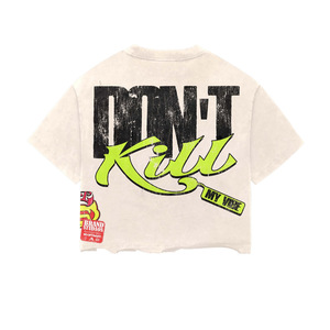 T-shirt court oversize « Don't Kill My Vibe » pour homme, streetwear, col rond, manches courtes, imprimé, jersey de coton blanc - Product Image 1