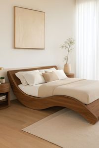 โครงเตียงไม้สักโค้งดีไซน์ออร์แกนิค รุ่นพรีเมียม สำหรับห้องนอนใหญ่ - Product Image 2