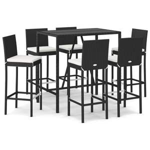 Ensemble de 6 ensembles de meubles de jardin pour terrasse, tabourets et table de bar blanc crème et noir - Product Image 2