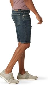 Shorts en jean délavé foncé pour homme, coupe droite, taille mi-haute, décontracté, été, coton respirant, poches, tissu tissé - Product Image 6