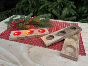 Handmade <b>Wooden</b> T-Light Holder with Carved Floral Design, <b>Rustic</b> Decorative Candle Stand for Living Room & <b>Dining</b> <b>Table</b> - Product Image 2