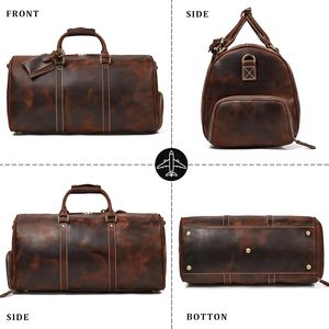 Full Grain Leather Eco-Friendly High Quality Weekender Travel <b>Bag</b> with Shoe Pouch Carry on <b>Overnight</b> Duffle - Product Image 6