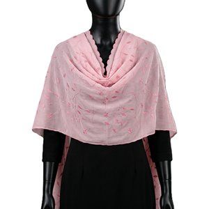 Écharpe en polyester et coton pour femmes africaines – Châle d'été pour usage quotidien, broderie florale et strass, style Dubaï, Hijab - Product Image 1