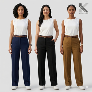 Pantalones Anchos de Mujer, Tela Dobby de Algodón y Elastano, 215GSM, Ajuste Elástico, OEM ODM - Product Image 3