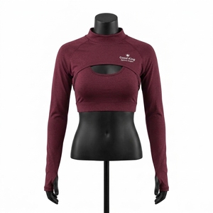 Top Deportivo Corto de Invierno con Logotipo Personalizado, Bolero Holgado de Manga Larga para Mujer, Top Corto para Gimnasio - Product Image 1