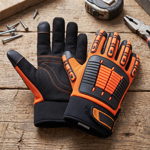 ถุงมือทำงาน Amara Heavy-Duty TPR ทนแรงกระแทก คุณภาพสูง ป้องกันไฟไหม้ เสริมความแข็งแรงด้วยหนังสังเคราะห์ - Product Image 6
