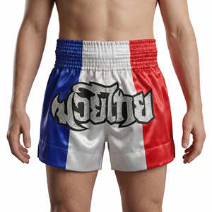 Custom Muay Thai Shorts <b>Men</b> Thai Boxing <b>Trunks</b> Professional Satin Glitter Patch Kickboxing Shorts Breathable Training Gym Shorts - Product Image 4