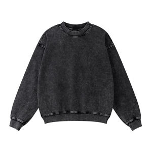 Sudadera Extra Grande para Hombre, Estilo Hip Hop, Negra, Lisa, Retro, Lavada con Ácido, Vintage, con Logotipos Personalizados, 100% Algodón, Ropa Urbana - Product Image 5