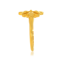 Bague Fleur Épanouieuse Dorée – Élégante Bague Ouverte Plaqué Or pour Femme, Bijou Floral Minimaliste Ajustable Tendance