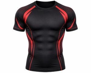 T-shirt de compression à manches courtes pour homme en Spandex/Polyester 180g, séchage rapide, coupe ajustée, sportif, col rond, tricoté - Product Image 4