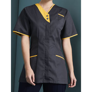 เสื้อทูนิคแขนสั้นผ้าคอตตอนผสมสแปนเด็กซ์ปักโลโก้ตามสั่ง สำหรับพนักงานนวดแผนไทย สปา ร้านเสริมสวย โรงแรม และงานบริการต่างๆ - Product Image 1