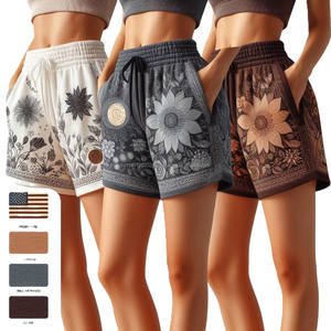 กางเกงขาสั้นเอวสูงสำหรับผู้หญิงกางเกงขาสั้นผ้าฝ้ายย้อมสี100% ระบายอากาศได้ดีแห้งเร็วแบบกำหนดเองได้ - Product Image 4