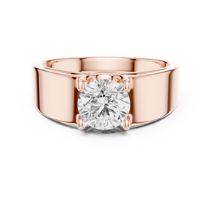 Bague solitaire pour homme en or rose avec diamant de laboratoire |   Bague audacieuse à coupe ronde pour fiançailles, mariage et occasions spéciales pour homme - Product Image 1
