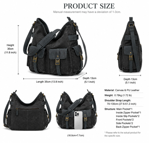 Mochila de Lona de Algodón Lavado para Estudiantes, Bolso Escolar con Múltiples Bolsillos, Cadena, Estilo Vintage, para Portátil, de Hombro, para Verano e Invierno - Product Image 3