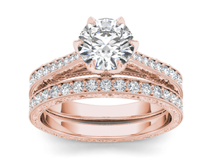 <b>Couple</b> <b>Ring</b> 1 CT Round Cut Diamond Classic Women's 10k 14k 18k Gold Solitaire Engagement Anniversary Wedding IGI Certified - Product Image 6