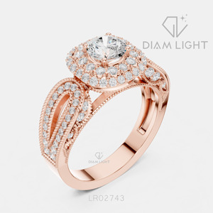 Bague de fiançailles de luxe en or blanc 14 carats avec diamant de laboratoire certifié IGI 0,678 carats, taille ronde, F+ VS+, pavé - Product Image 4