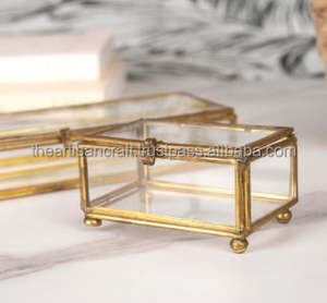 ARTISAN CRAFT Lot de 2 boîtes à bijoux modernes en laiton naturel faites à la main et écologiques de forme rectangulaire - Product Image 4