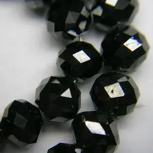 天然黑色钻石珠子2至3毫米尺寸卓越的清晰度多面珠子项链折扣价