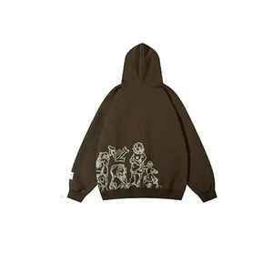 Custom Washed Digital Printing Eco-Friendly 300g Cotton Fleece French Terry Pullover Streetwear Drop Shoulder Winter Hoodie - Product Image 2