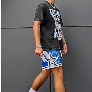 Pantalones Cortos Deportivos de Verano para Hombre, para Correr, Fútbol, Gimnasio, Tenis, Baloncesto, 100% Poliéster, Malla con Estampado Floral, Cierre con Cordón - Product Image 3