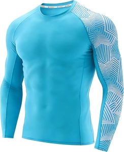 T-shirt de sport pour homme à manches longues, imprimé numériquement, anti-bactérien, UPF50, respirant, avec logo, pour le surf, la musculation et le BJJ - Product Image 1