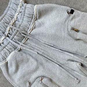 Shorts de survêtement en coton épais personnalisés de haute qualité, longueur genou, avec cordon de serrage, effet délavé, double taille, collection 2026 - Product Image 4