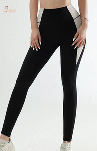 Leggings de sport pour femmes, taille haute, longueur intégrale, 100% coton respirant, tricoté, pour la course à pied, le yoga et la remise en forme - Product Image 2