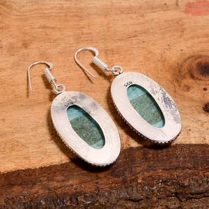 ต่างหูทรงรีอะเมโซไนต์ธรรมชาติเงินออกซิไดซ์สไตล์วินเทจเงินแท้ 925 เครื่องประดับโบฮีเมียนทำมือ ของขวัญสำหรับเธอ - Product Image 6