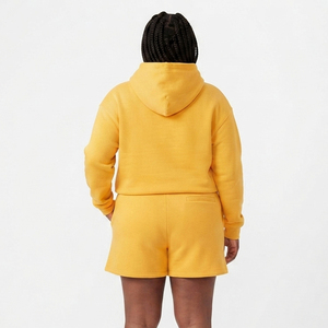 Ensemble deux pièces décontracté pour femme grande taille, sweat à capuche et short en molleton 100% coton, coupe ample avec cordon de serrage, idéal pour l'hiver - Product Image 2