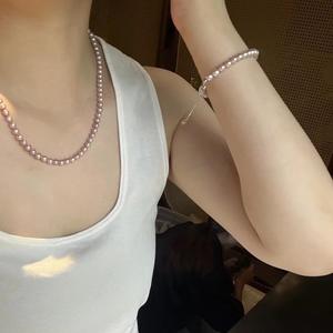 2025 Light Luxury 14K Gold Plated Fine Jewelry Set Freshwater <b>Pearl</b> and <b>Black</b> Agate Earrings <b>Necklace</b> Bracelet for Women - Product Image 4