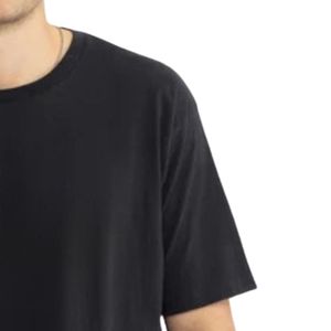 T-shirt noir uni à col rond et manches courtes pour homme, en coton doux, décontracté, coupe oversize, respirant, streetwear d'été, vente en gros personnalisée - Product Image 4