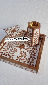 เครื่องเผากระดูก mubkhar 2023แม่ของไข่มุกอินเลย์ bakhoor ถาดไม้ถูพื้นพร้อมกล่องในราคาถูกโดยงานฝีมือสุดหรู - Product Image 6