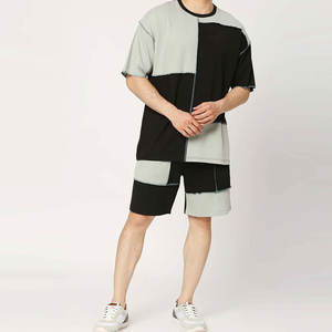 OEM Printed <b>Wind</b> <b>Breaker</b> Sets Windproof Men's 100% Cotton T-Shirt and Shorts Tracksuit Short Two Piece Set Customized - Product Image 1