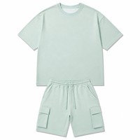 Ensemble de shorts décontractés pour hommes, couleur unie, 100 % coton jersey, séchage rapide, tricoté, logo personnalisé, ensemble jumeau, collection été 2026, vente en gros