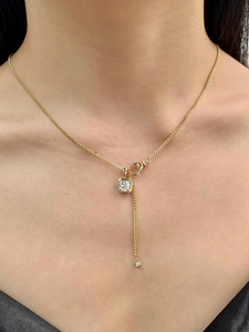 Pendentif tendance pour femme en or massif 14K avec diamant de laboratoire 1 carat, serti hybride clos et griffe, bijou à clipser avec collier de diamants - Product Image 1
