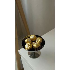 Tazón de Metal de Lujo para Chocolate con Pedestal, Moderno Tazón Decorativo para Servir Dulces y Frutas, Centro de Mesa, Proveedor Mayorista para Hoteles - Product Image 1