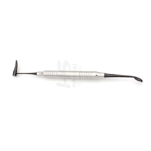 Grattoir osseux dentaire manuel en argent, instrument de greffe osseuse incurvé pour implants dentaires, poignée ergonomique, certifié CE Classe I - Product Image 2