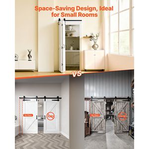 Porta Scorrevole a Soffietto in MDF da 36x84 Pollici, Design Salvaspazio a Telaio a H con Kit Ferramenta per Armadio Scorrevole, Richiede Montaggio - Product Image 3